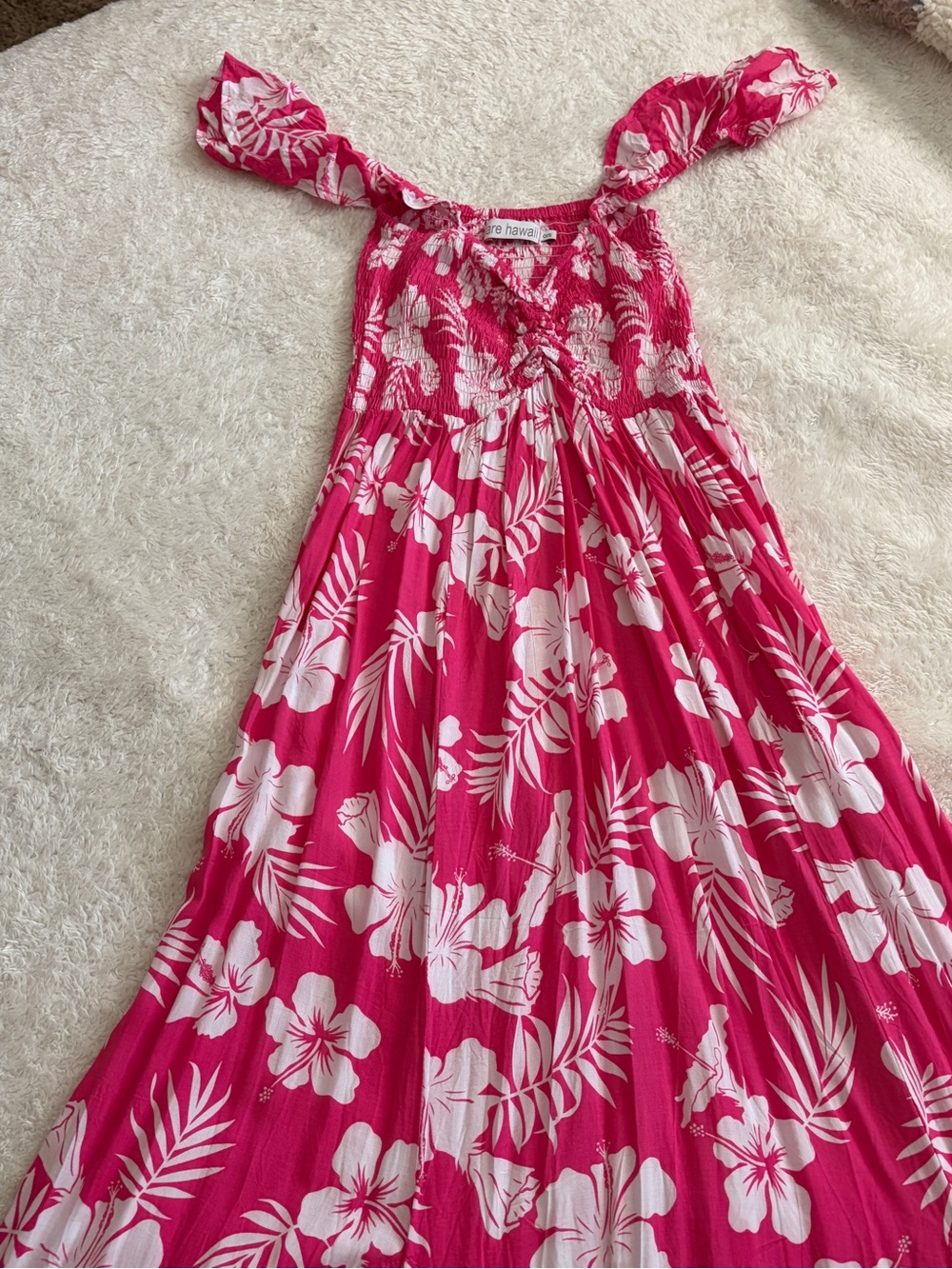 Tiare Hawaii Hot Pink & White Floral Maxi Sundress